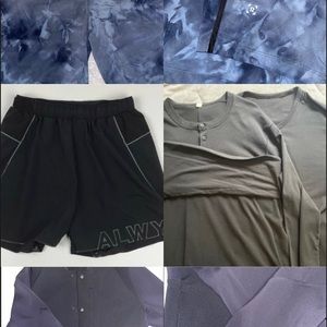 Mens Lululemon bundle shorts, Bomber jacket, shirts.